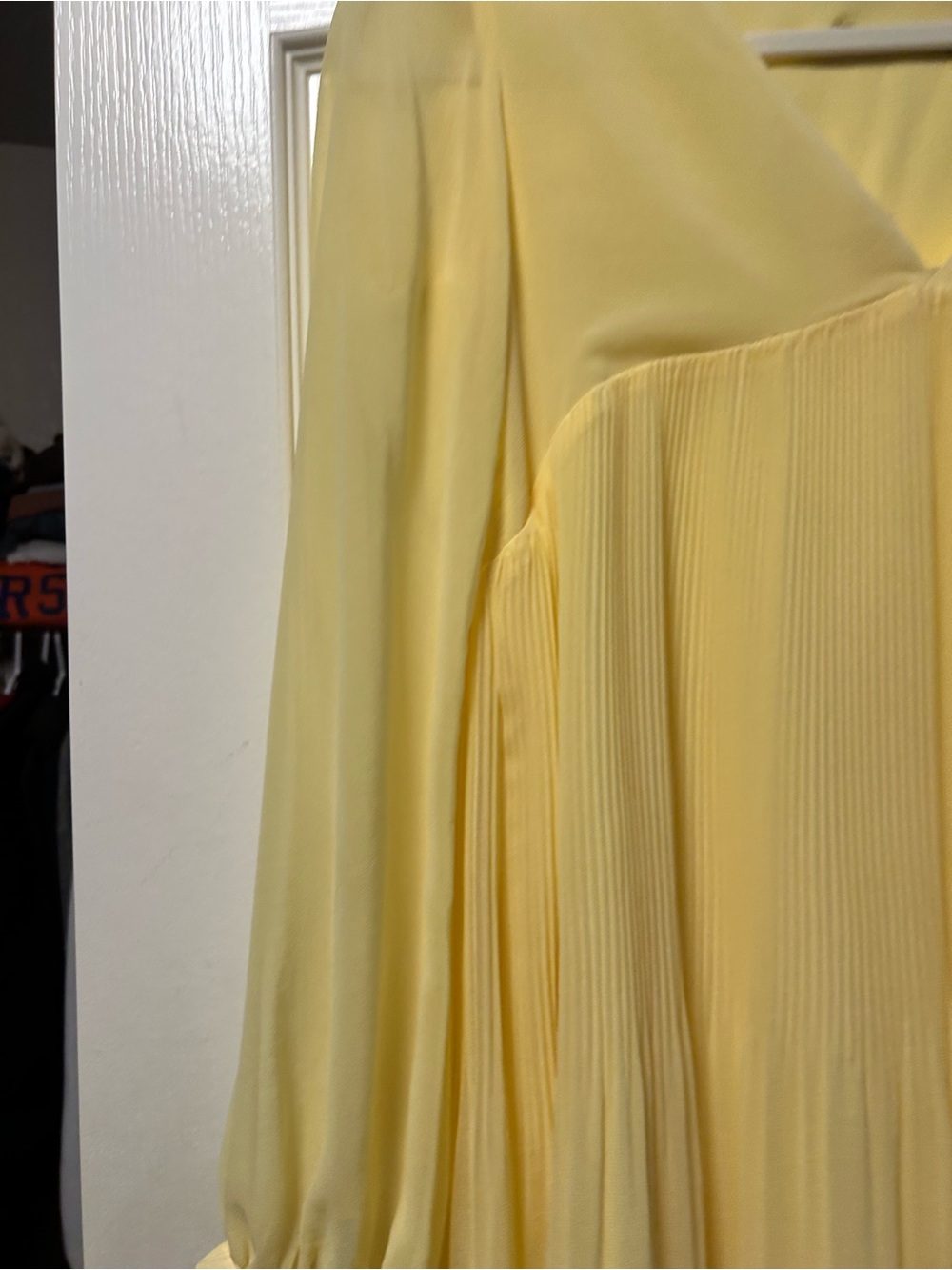 Zara Light Yellow Sheer-Sleeve Maxi Dress - Picture 3 of 5